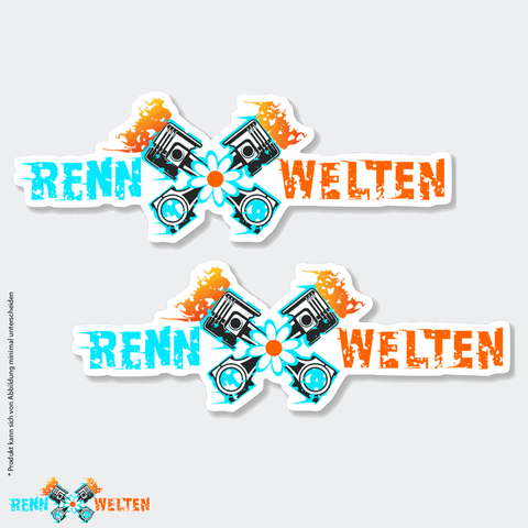 Helm-Sticker 2er-Set bunt/weiss 12 * 4 cm